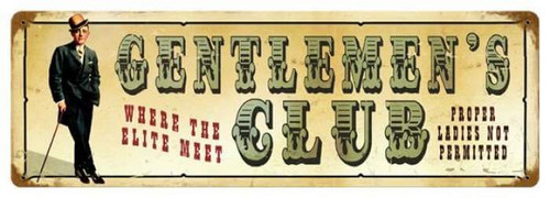 Vintage Gentlemen's Club Metal Sign 8 x 24  Inches