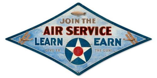 Retro Air Service Diamond Metal Sign 22 x 14 Inches