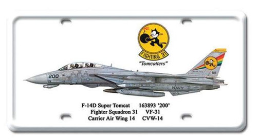 Vintage F-14D Super Tomcat License Plate 6 x 12 Inches