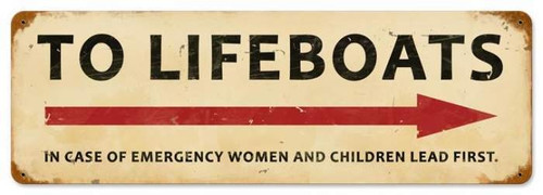 Retro To Lifeboats Metal Sign 24 x 8 Inches
