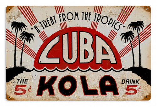 Retro Cuba Kola Metal Sign 18 x 12 Inches