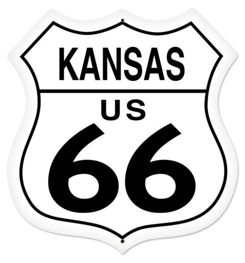 Retro Kansas Route 66 Shield Metal Sign 28 x 28 Inches