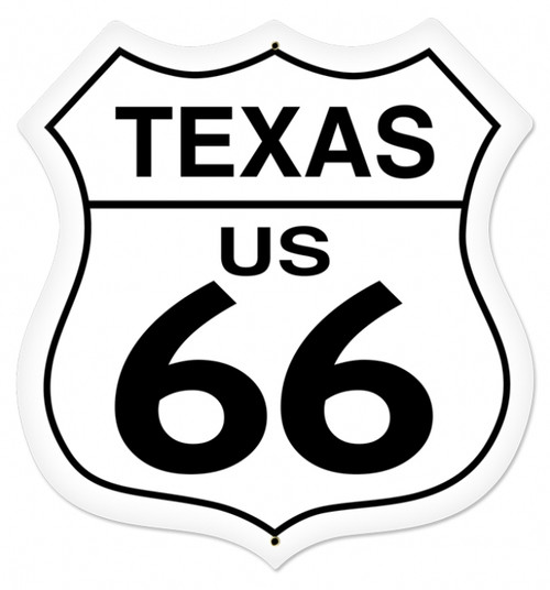 Retro Texas Route 66 Shield Metal Sign 28 x 28 Inches