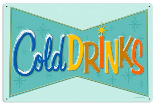 Retro Cold Drinks Metal Sign 24 x 16 Inches