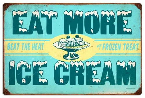 Retro Ice Cream Metal Sign 24 x 16 Inches