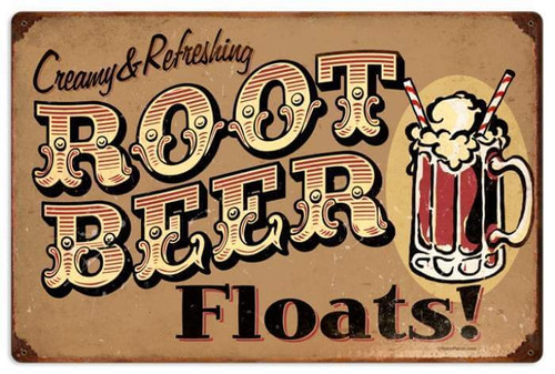 Retro Root Beer Floats Metal Sign 24 x 16 Inches