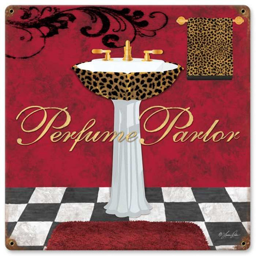 Retro Perfume Parlor Metal Sign 18 x 18 Inches