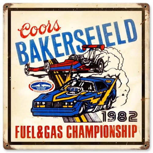 Vintage Bakersfield Coors Metal Sign 12 x 12 Inches