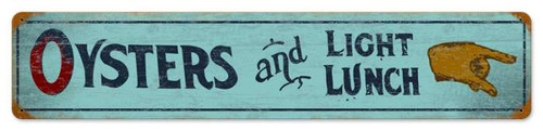 Retro Oyster Lunch Metal Sign 28 x 6 Inches