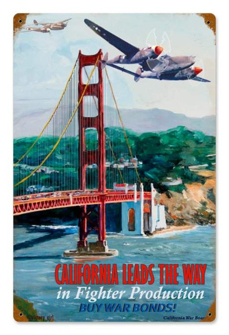 Vintage California Leads Metal Sign 12 x 18 Inches