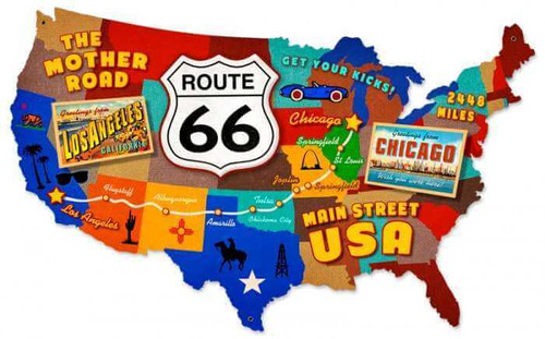 Retro Route 66 USA Metal Sign 25 x 16 inches