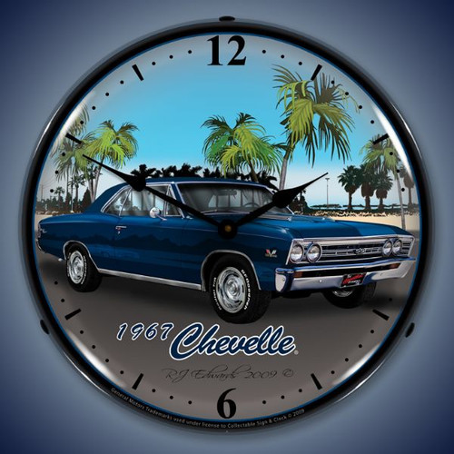 Retro  1967 Chevelle Lighted Wall Clock 14 x 14 Inches