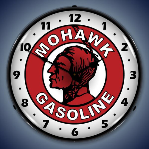 Retro  Mohawk Gasoline Lighted Wall Clock 14 x 14 Inches