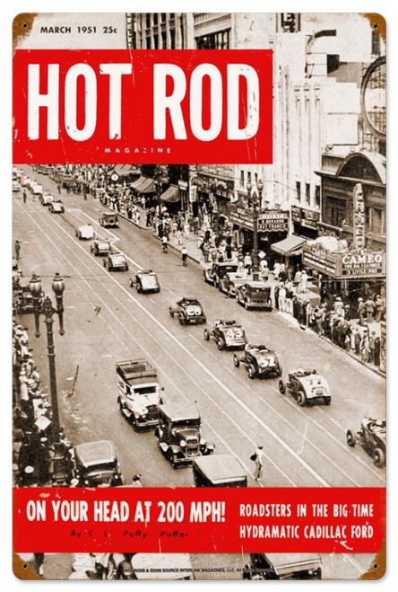 Retro Hot Rod Magazine NYC Roadsters Metal Sign16 x 24 Inches