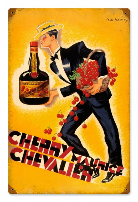 Vintage Cherry Brandy Metal Sign 12 x 18 Inches