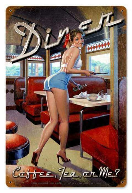 Retro Diner - Pin-Up Girl Metal Sign 12 x 18 Inches