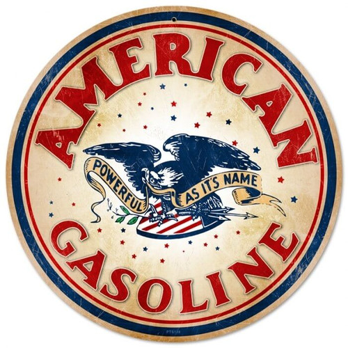 Retro American Gasoline Metal Sign 14 x 14 Inches