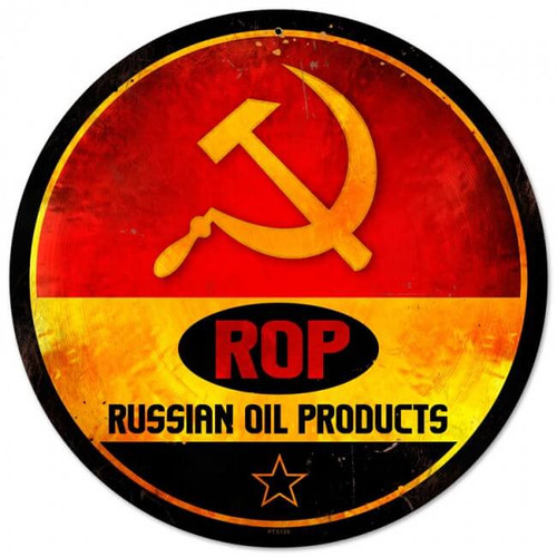 Retro ROP Gasoline Metal Sign 14 x 14 Inches