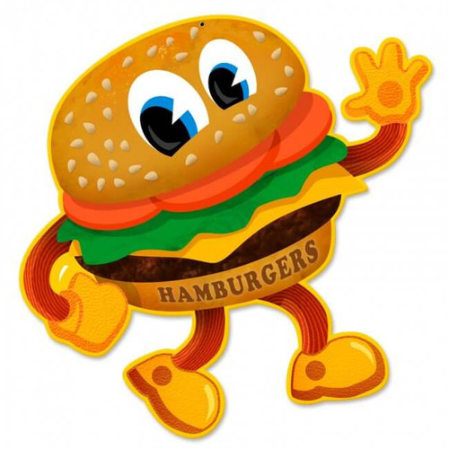 Retro Hamburger Metal Sign 19 x 20 inches