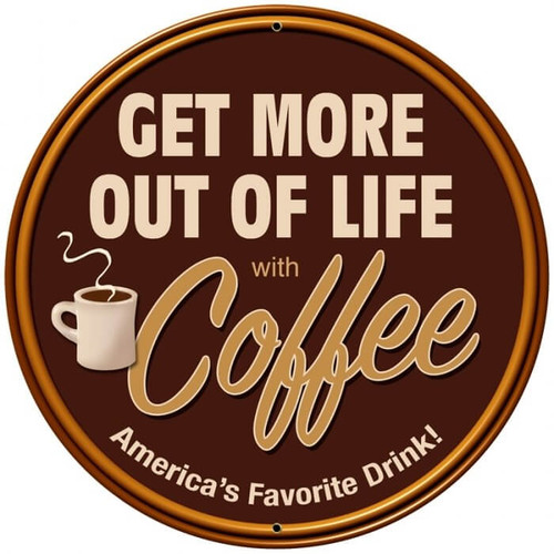 Retro Coffee Round Metal Sign 28 x 28 inches