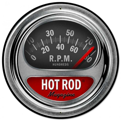 Vintage Hot Rod Tach Round Metal Sign 28 x 28 Inches