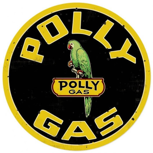 Polly Gas metal sign retro service station décor 14 by 14 Inches