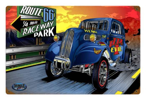 Retro Gasser Evil Metal Sign 18 x 12 Inches