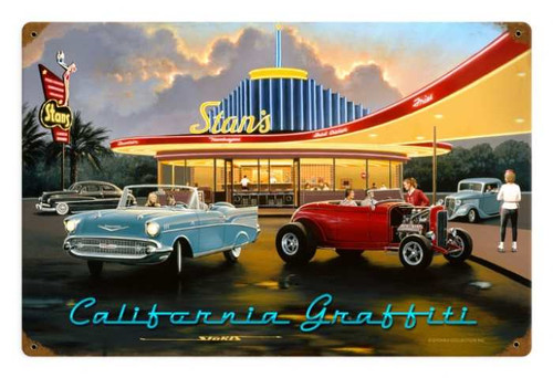 Retro California Graffiti Metal Sign 18 x 12 Inches