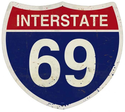 Retro Metal Sign Interstate 69 16 x 16 Inches