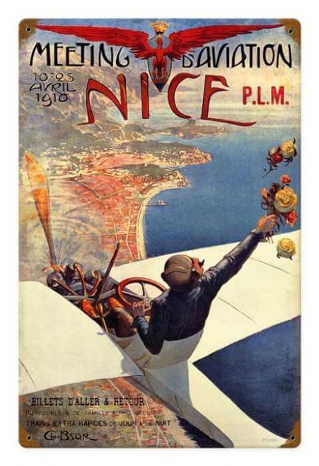 Vintage  Nice Air Show Metal Sign  18 x 12 Inches