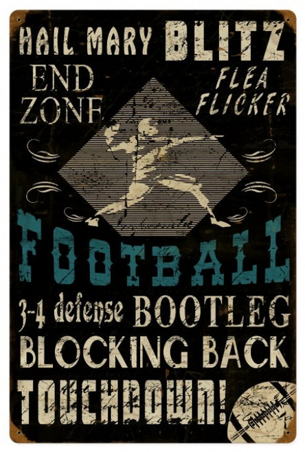Vintage  Football Metal Sign 16 x 24 Inches