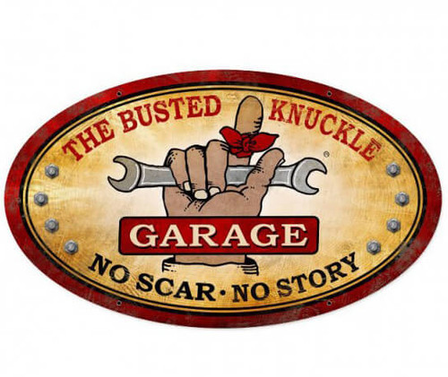 Vintage  Busted Knuckle Garage Metal Sign 24 x 14 Inches