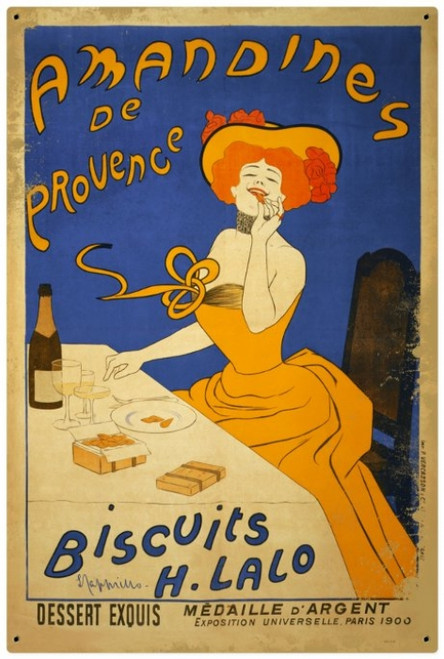 Vintage  Amandines Biscuits Metal Sign 24 x 36 Inches