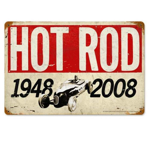 Retro Hot Rod Magazine 60th Anniversary Metal Sign16 x 24 Inches