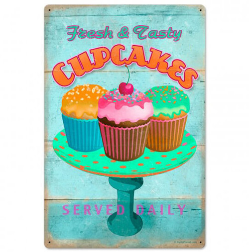 Retro Cupcake Fresh Metal Sign 16 x 24  Inches