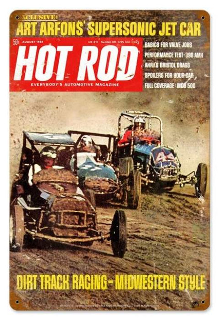 Vintage Dirt Track (Aug. 1968) Metal Sign 12 x 18 Inches