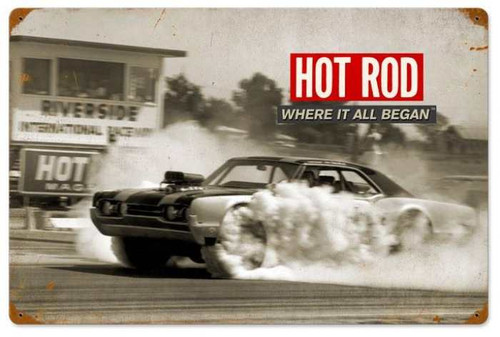 Retro Riverside: Where It All Began Hot Rod Metal Sign 24 x 16 Inches