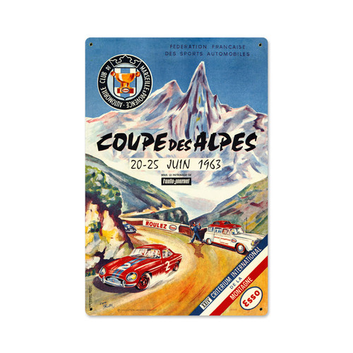 Vintage Coupe Des Alpes Metal Sign 12 x 18 Inches