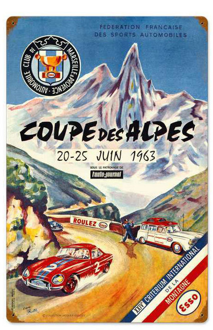 Retro Coupe Des Alpes Metal Sign 24 x 36 Inches