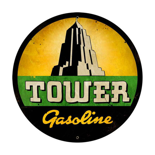 Vintage Tower Gasoline Metal Sign 28 x 28 Inches Inches