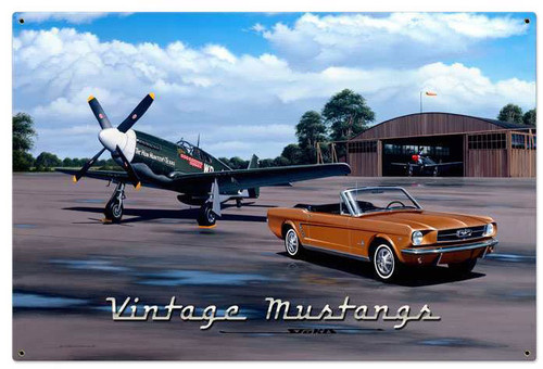 Nostalgic Vintage Mustangs Metal Sign 36 x 24 Inches