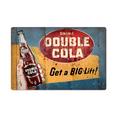 Vintage Double Cola Metal Sign  24 x 16 Inches