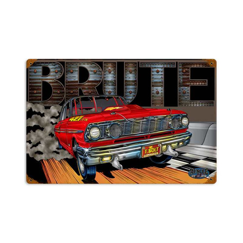 Vintage Brute Metal Sign  18 x 12 Inches