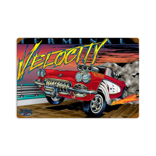 Vintage Terminal Velocity Metal Sign    18 x 12 Inches