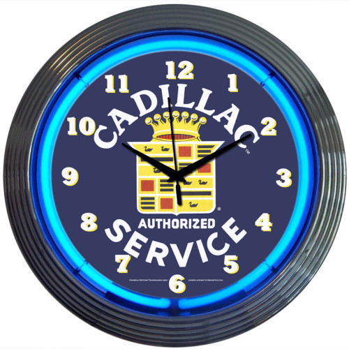 Retro Cadillac Service Neon Clock 15 X 15 Inches