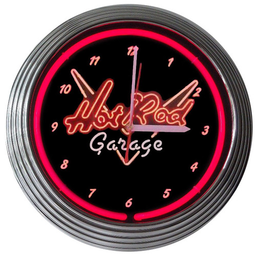 Retro Hot Rod Garage Neon Clock 15 X 15 Inches