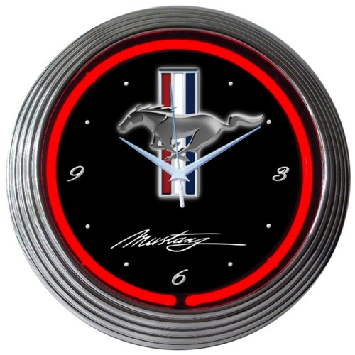 Retro Ford Mustang Neon Clock 15 X 15 Inches