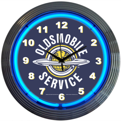 Retro Gm Oldsmobile Service Neon Clock 15 X 15 Inches