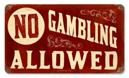 Vintage No Gambling Metal Sign   8 x 14 Inches