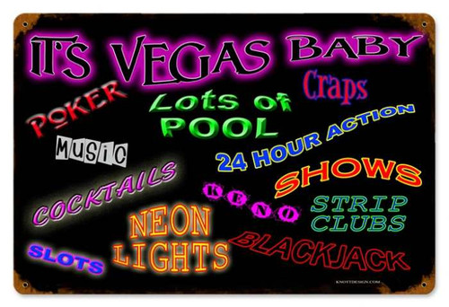 Retro Vegas Baby Metal Sign 18 x 12 Inches